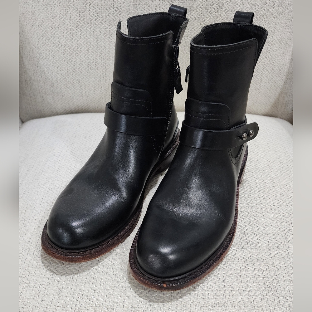 Rag & Bone Black Leather Moto Boots Size/ 6.5